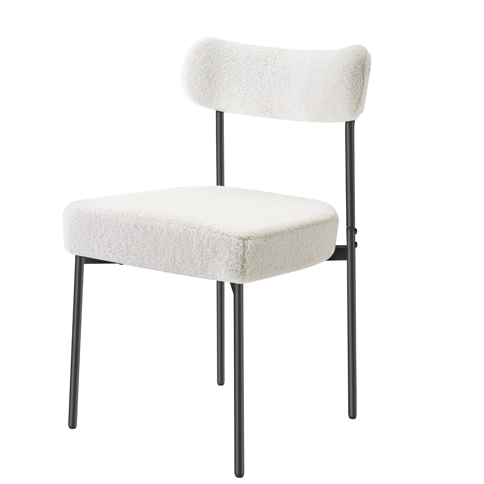 Set Of 2 Modern Bouclé Dining Chairs With Curved Backrest & Metal Legs_voghion.com